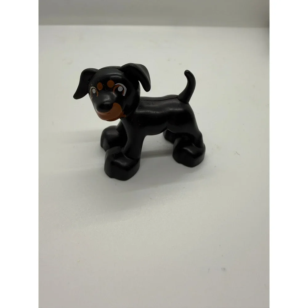 LEGO Duplo Black‎ Puppy Dog Figure Tan Face Markings Animal 543J8 Replacement